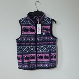 Vineyard Vines Pink and Navy Fleece Vest, Medium